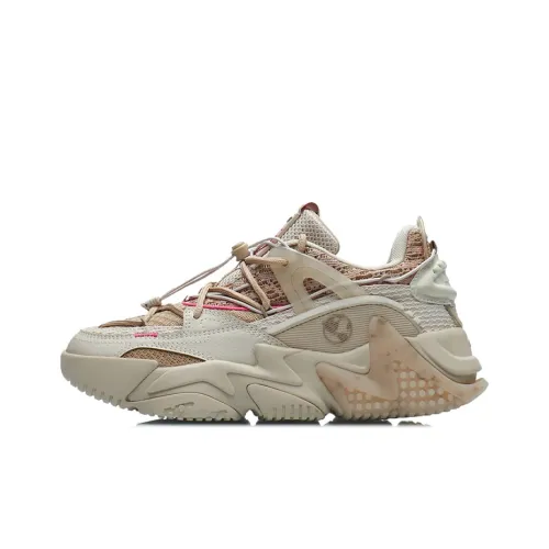 LiNing CF Qianxing Strategy Version 2 Anti-Slip Wear-Resistant Low-Top Casual Shoes Women's Khaki