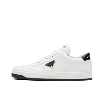 PRADA Downtown Perforated Leather Sneakers 'White Black' Women's