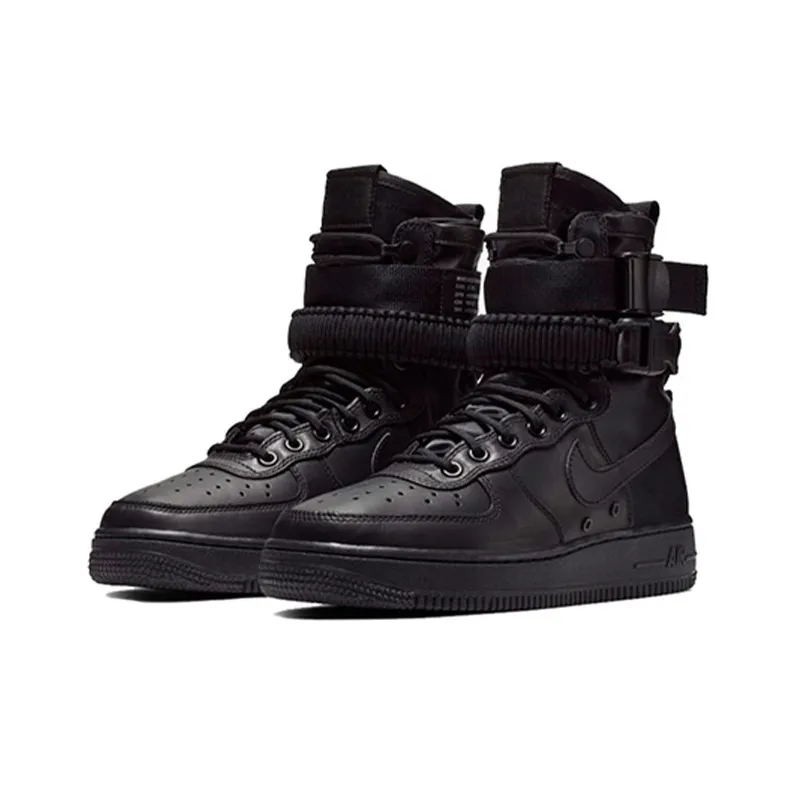 Nike Air Force 1 Triple Black Leather Women's-2