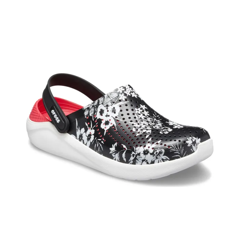 Crocs Lite Ride Hyper Floral Clogs 'Black White Red'-2