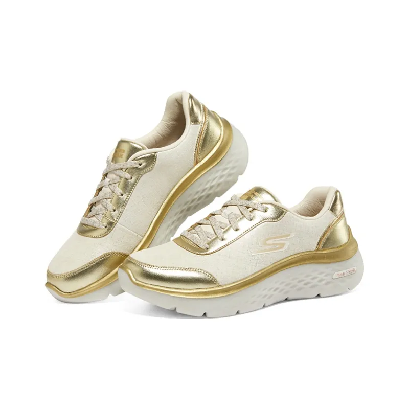 Skechers Go Walk Hyper Burst Cushioning Anti-Slip And Wear-Resistant Low-Top Running Shoes Women's White Gold-1