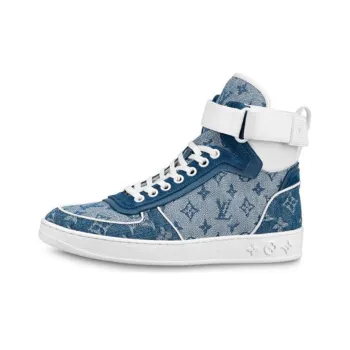 LOUIS VUITTON Lv Boombox Monogram High Top Sneakers Denim Blue Women's