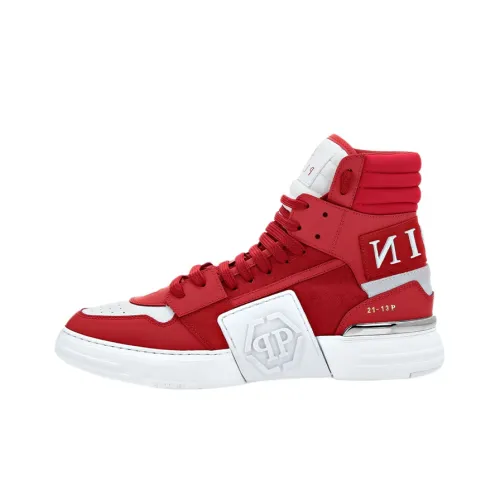 PHILIPP PLEIN Skateboard Shoes Men High-Top Red