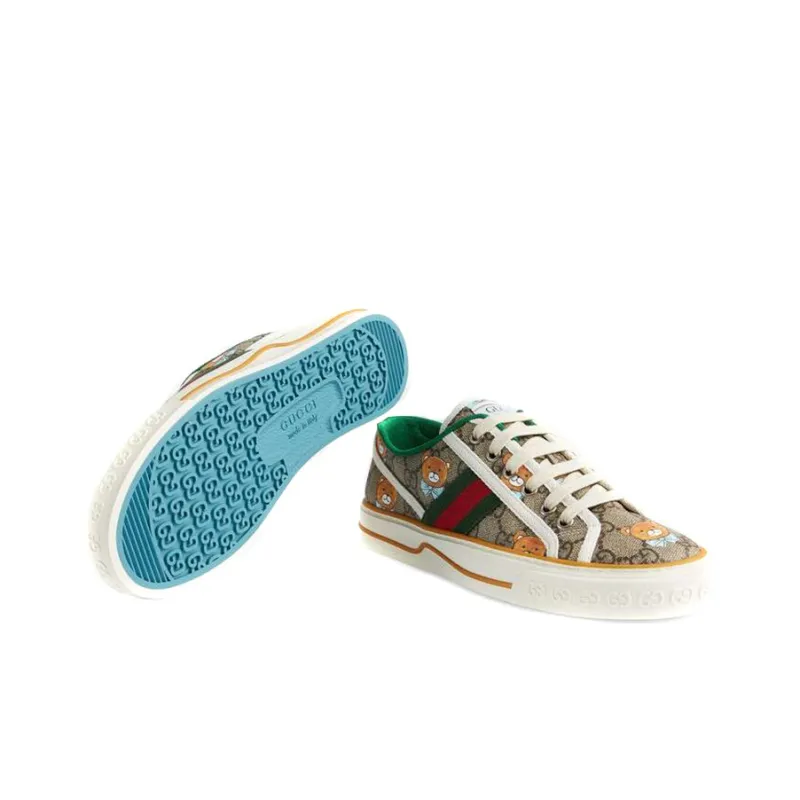 Kai x GUCCI Tennis 1977 Low Top Stylish Skateboarding Shoes Women's Brown-5