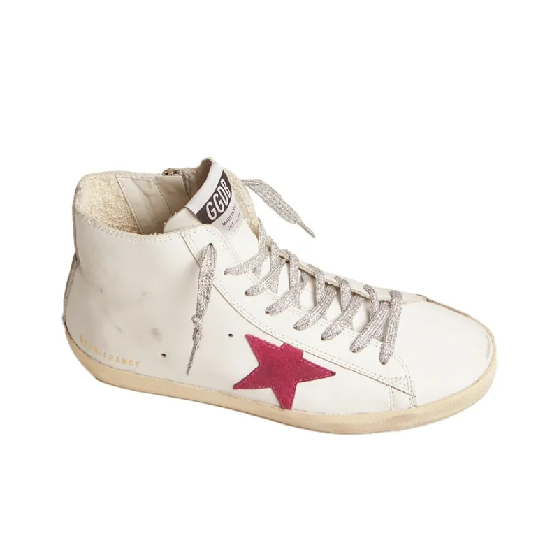Golden Goose Francy Skateboard Shoes Women's High-Top White/Red-2
