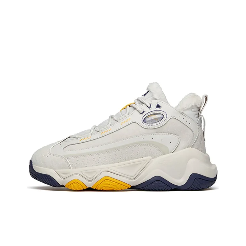 Anta Life Collection Anti-Slip Wear-Resistant Lightweight Warm High-Top Casual Shoes Men's Gray Yellow Purple-0