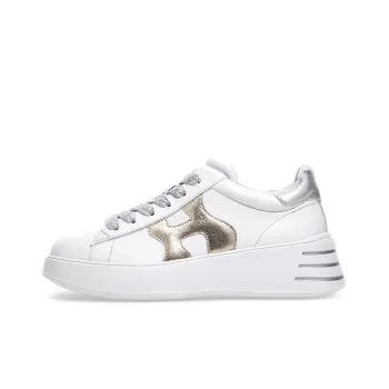 HOGAN Rebel Wear-Resistant Low-Top Casual Shoes Women's Silver Gold