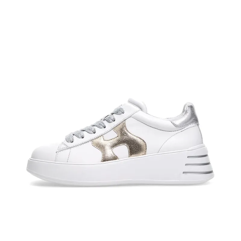 HOGAN Rebel Wear-Resistant Low-Top Casual Shoes Women's Silver Gold-0