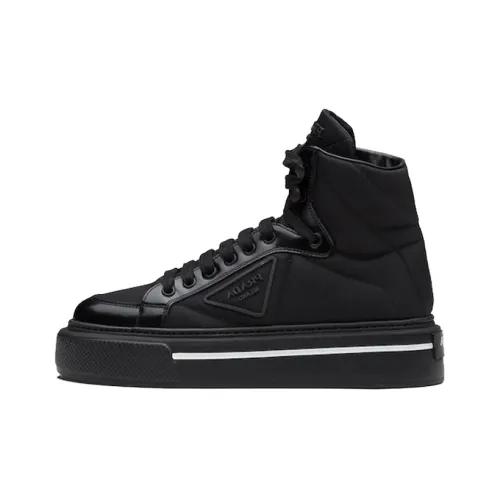PRADA Macro Skateboard Blanco Women's High-Top Black