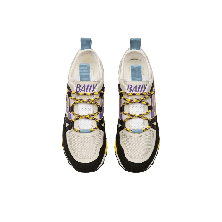 BALLY Low Top Running Shoes Men's Black White Purple-2