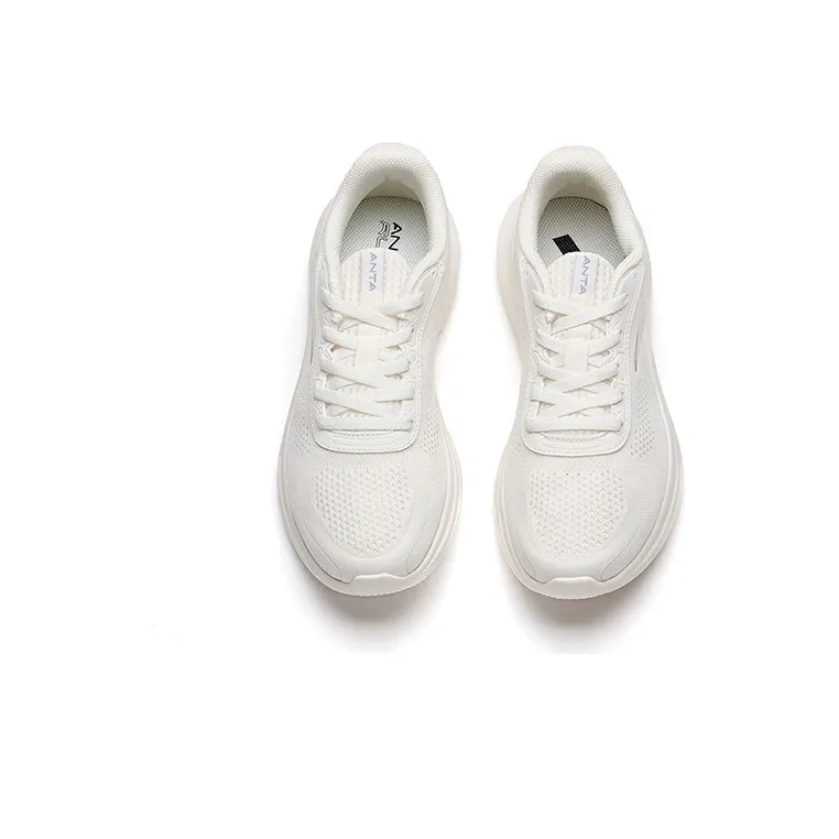Anta Running Collection Cushioned Slip Resistant Abrasion Resistant Low Top Running Shoes Women's Ivory White-2