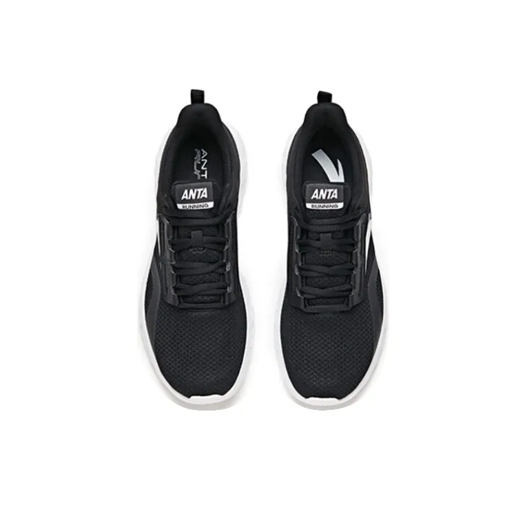 Anta Running Collection Cushioning Anti-Slip Wear-Resistant Breathability Low-Top Running Shoes Men's Black White-2