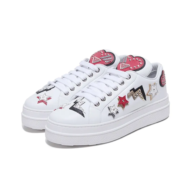 PRADA Women's Robot Leather Platform 'Heart Patches'-2