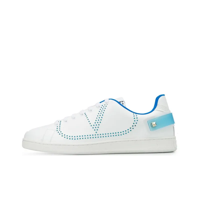 Valentino Backnet Vlogo Low-Top Casual Shoes Men's White Blue-0