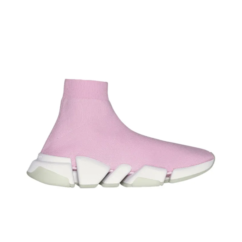 Balenciaga Speed 2.0 Anti-Slip And Wear-Resistant Breathable High-Top Casual Shoes Women's Peach Pink-1