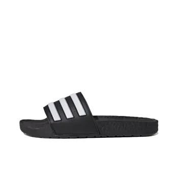Adidas Adilette Boost Slides Black White Stripes