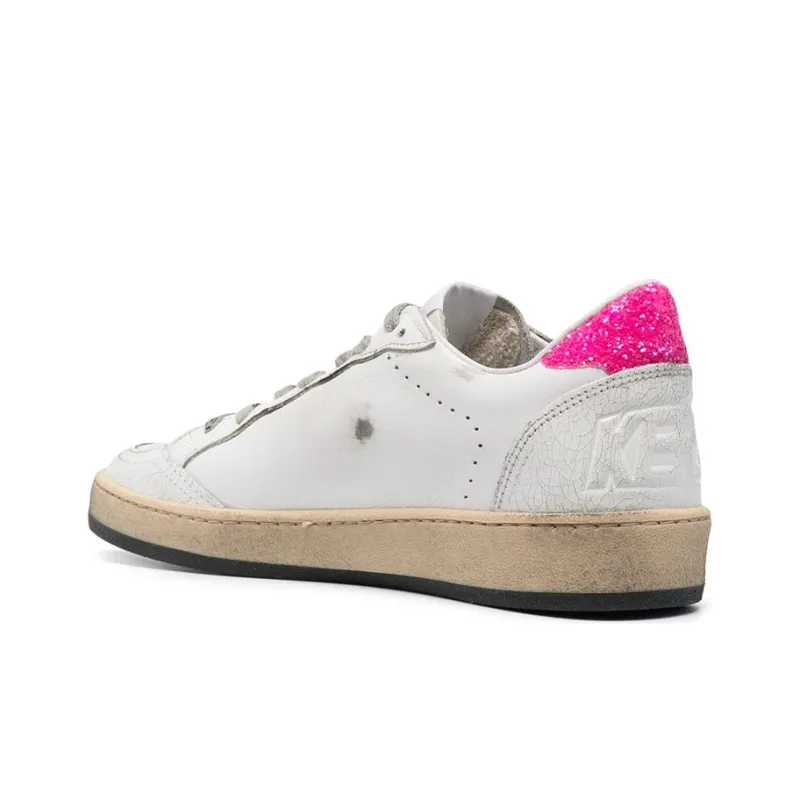 Golden Goose Ball Star Low-Top Stylish Skateboarding Shoes Women's White Pink-4