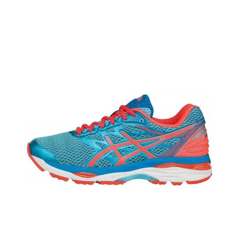 Asics Gel-Cumulus 18 Anti-Slip And Wear-Resistant Breathable Low-Top Running Shoes Women's Red Blue-0