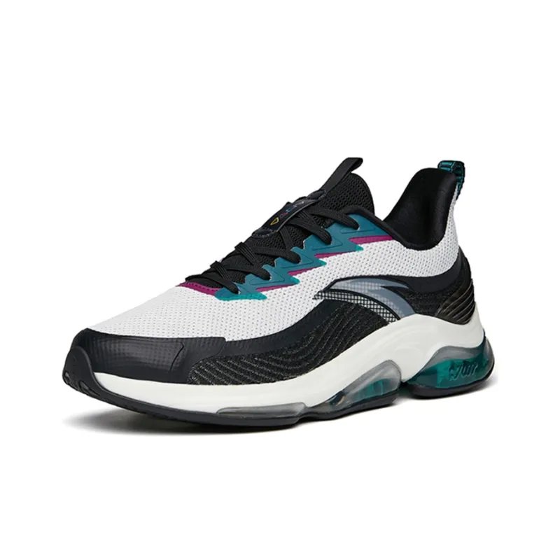 Anta Cushioned Slip-Resistant Abrasion-Resistant Low-Top Running Shoes Men's Black White Green-2