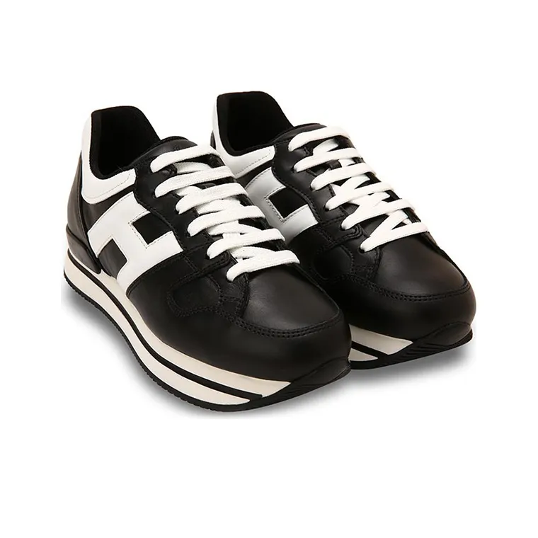 HOGAN H222 Casual Shoes Women's Low Top Black/White-2