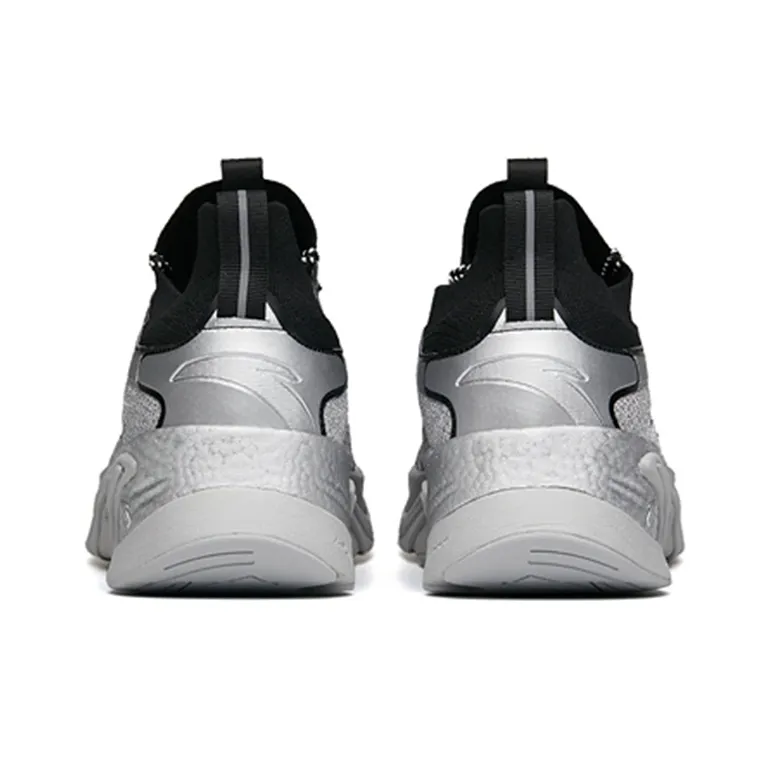 Anta Running Collection Cushioned Anti-Slip And Wear-Resistant Lightweight Low-Top Running Shoes Men's Silver Black-4