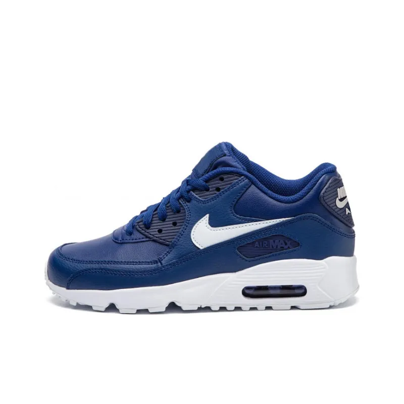 Nike Air Max 90 Wear-Resistant Slip-Resistant Cushioning Low-Top Running Shoes GS Blue White-0