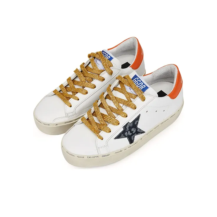 Golden Goose Hi Star Skateboard Shoes Women's White Orange Tail-1