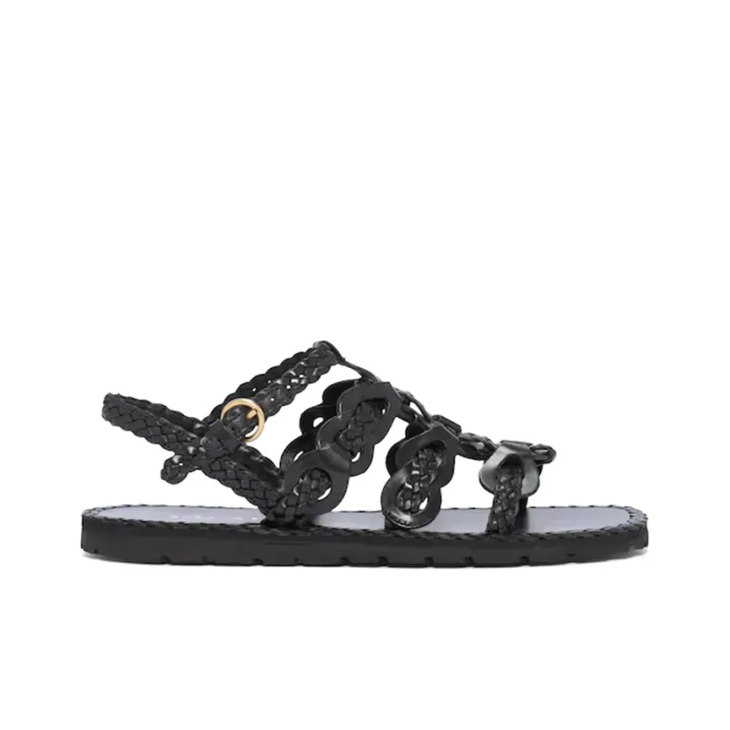 PRADA Braided Leather Sandals 'Black' Women's-1