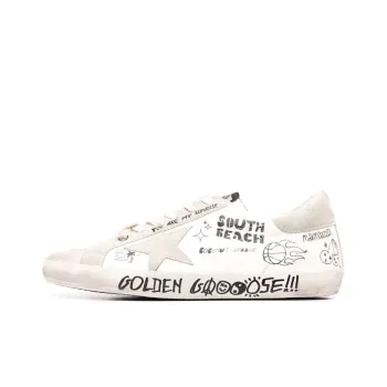 Golden Goose Super Star Low Top Stylish Skateboarding Shoes Men's White Vintage Version