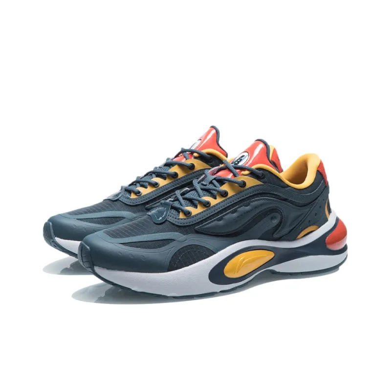 LiNing V8 Cushioned Slip Resistant Abrasion Resistant Low Top Running Shoes Men's Dark Blue-2