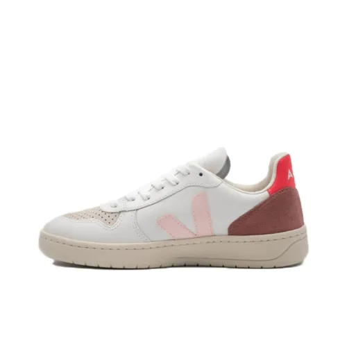 VEJA V-10 Skateboard Shoes Women's Low-Top White Pink