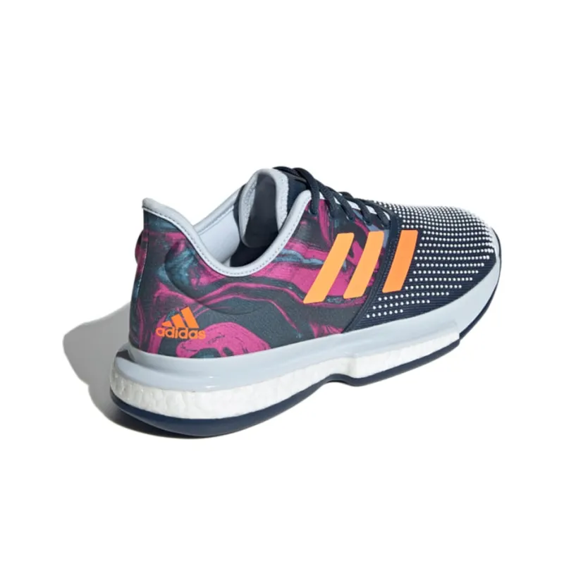 Adidas Solecourt Breathable Low-Top Running Shoes Men's Blue White Orange-3