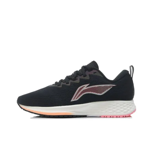 LINING Red Hare 4 Running Shoes Women's Low-Top Black/Fluorescent Soft Orange