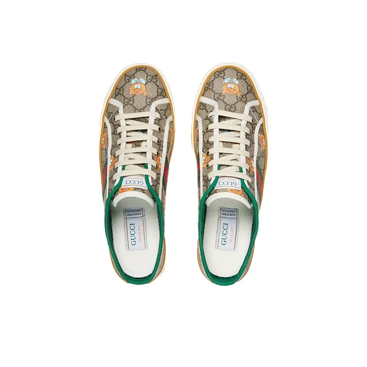 Kai x GUCCI Tennis 1977 Low Top Stylish Skateboarding Shoes Men's Brown-2