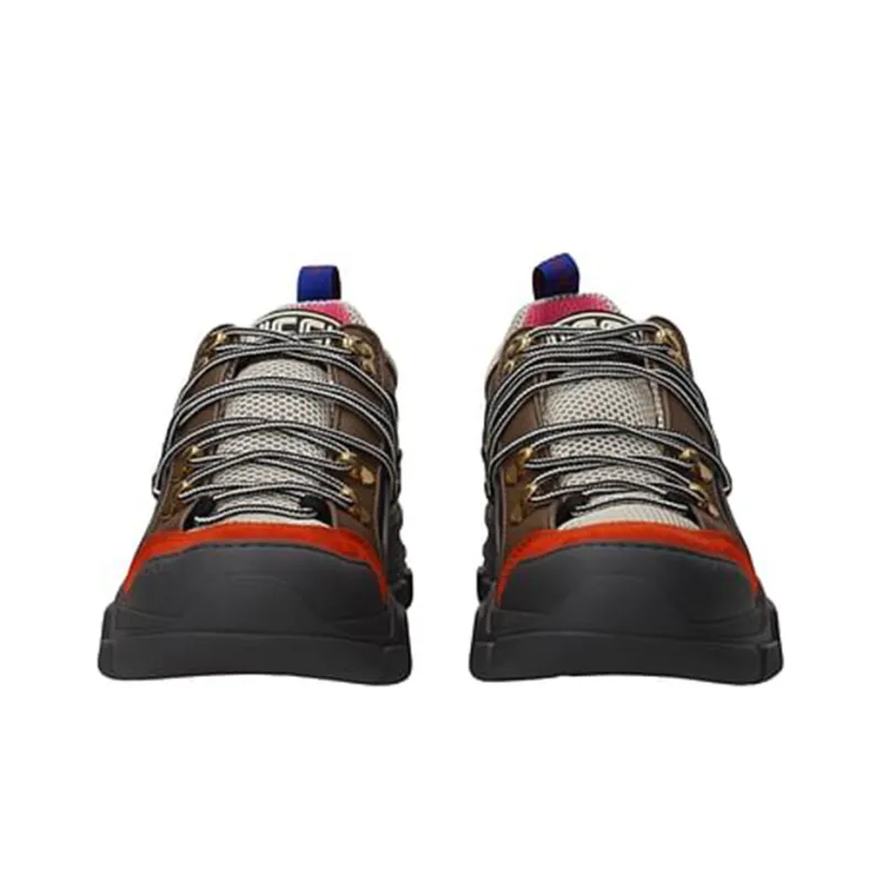 GUCCI Flashtrek Cushioned Slip-Resistant Breathable Lightweight Low-Top Casual Shoes Men's Black Red Gray-3