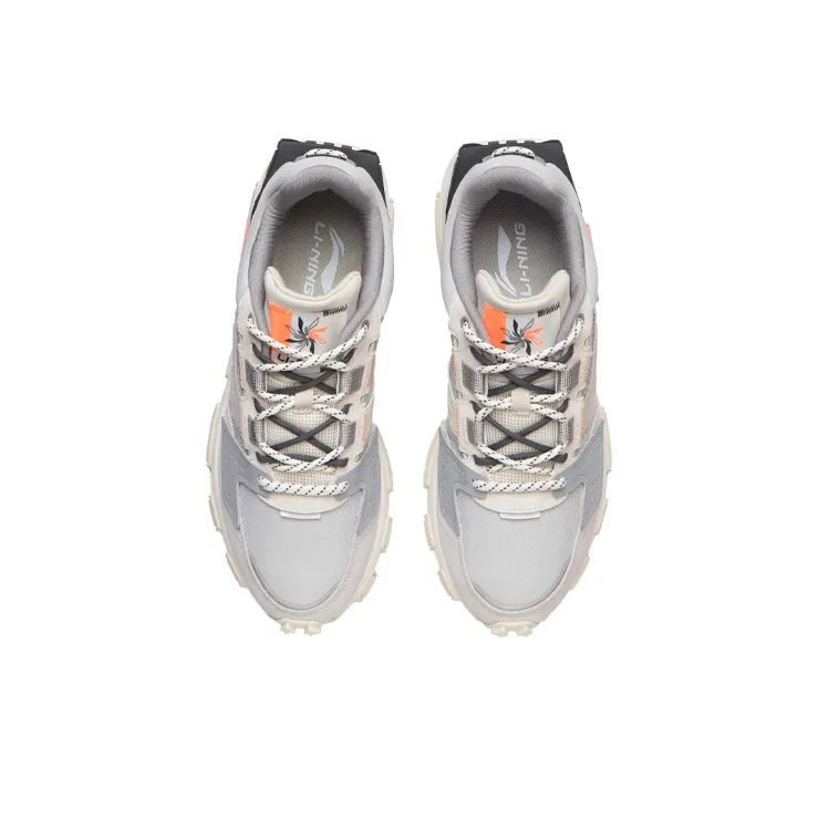 LiNing Cloud Sword Reflective Cushioned Slip Resistant Abrasion Resistant Low Top Running Shoes Gray Orange-3