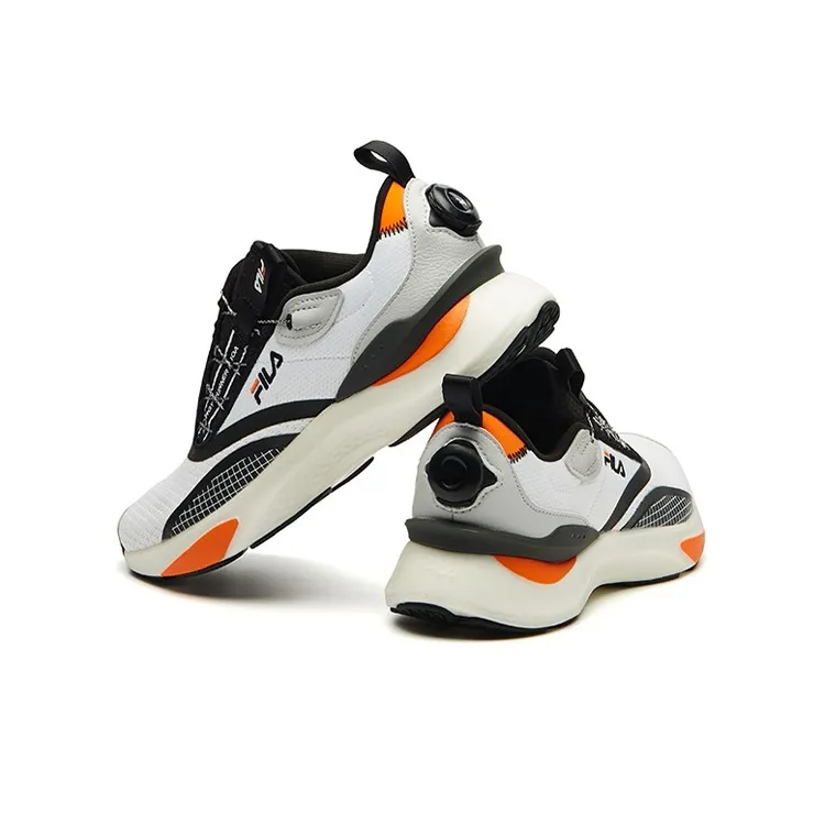 FILA Athletics Anti Slip And Wear Resistant Breathable Low Top Marathon Running Shoes Men's White Black Orange-4