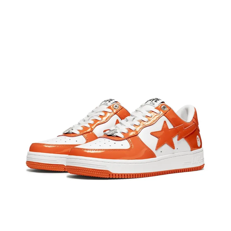A BATHING APE Stylish Skateboarding Shoes Women's Orange White-2