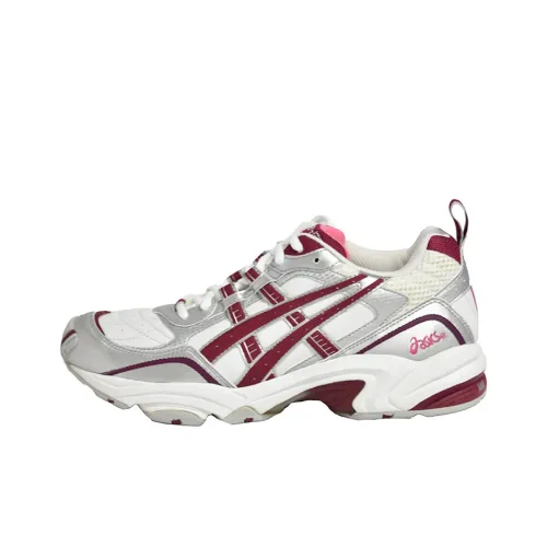Asics Wear-Resistant Low-Top Running Shoes Women's White Gray Red D-Width
