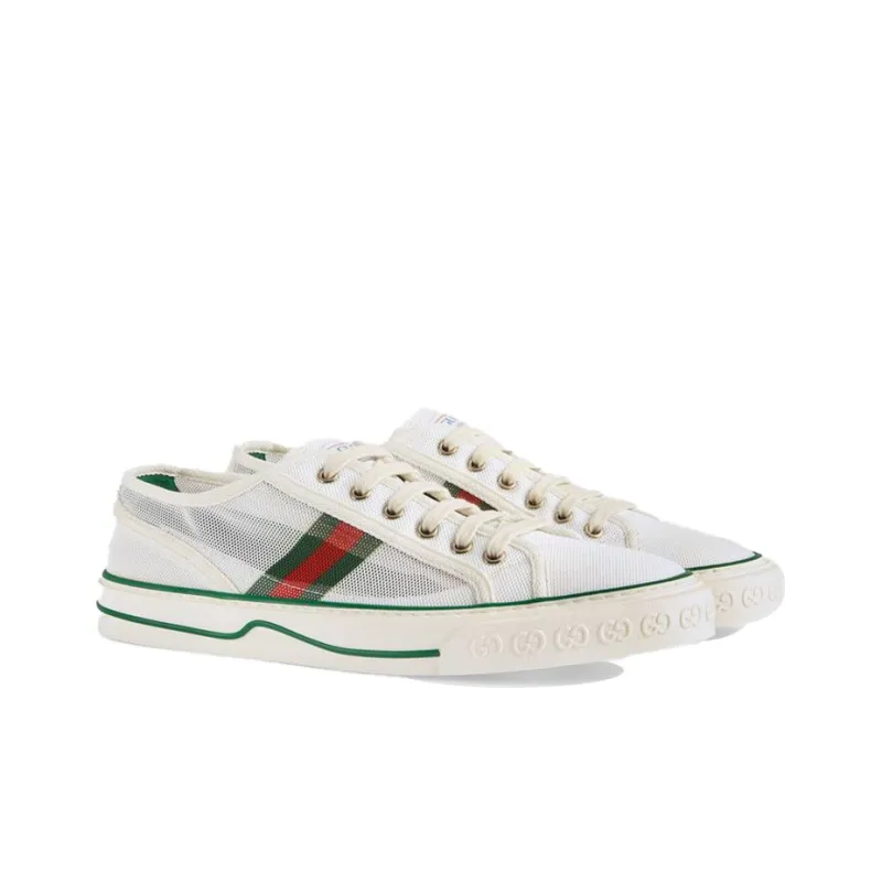 GUCCI Tennis 1977 Low Top Stylish Skateboarding Shoes Men's White Green-1