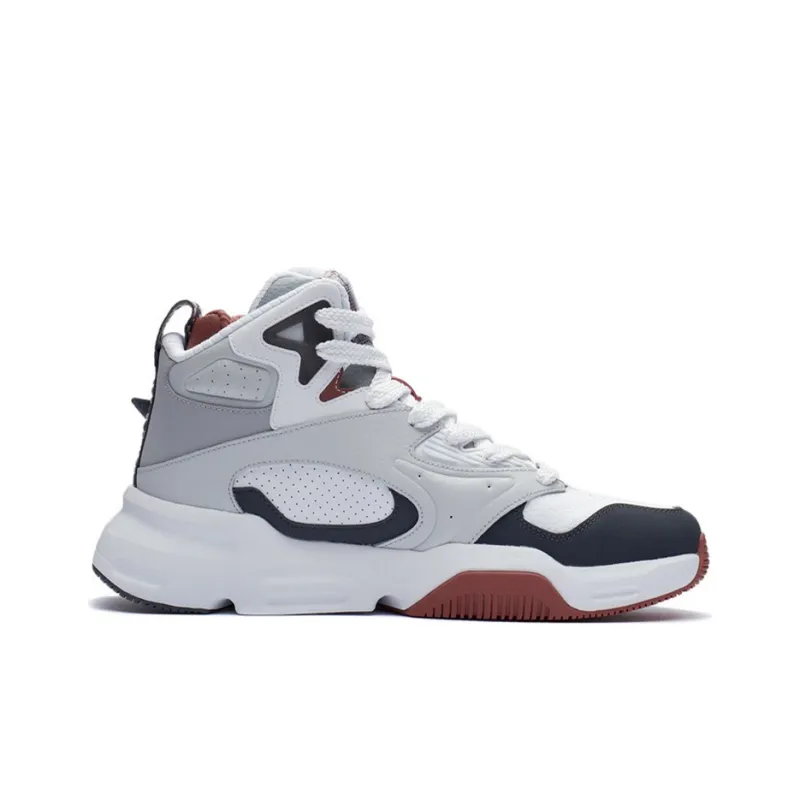 LiNing Cushioned Slip Resistant Abrasion Resistant High Top Sports Casual Shoes Microcrystalline Gray-1