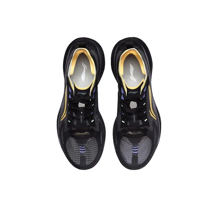 LiNing Support Shock Absorption Low Top Running Shoes Unisex Black Yellow-3