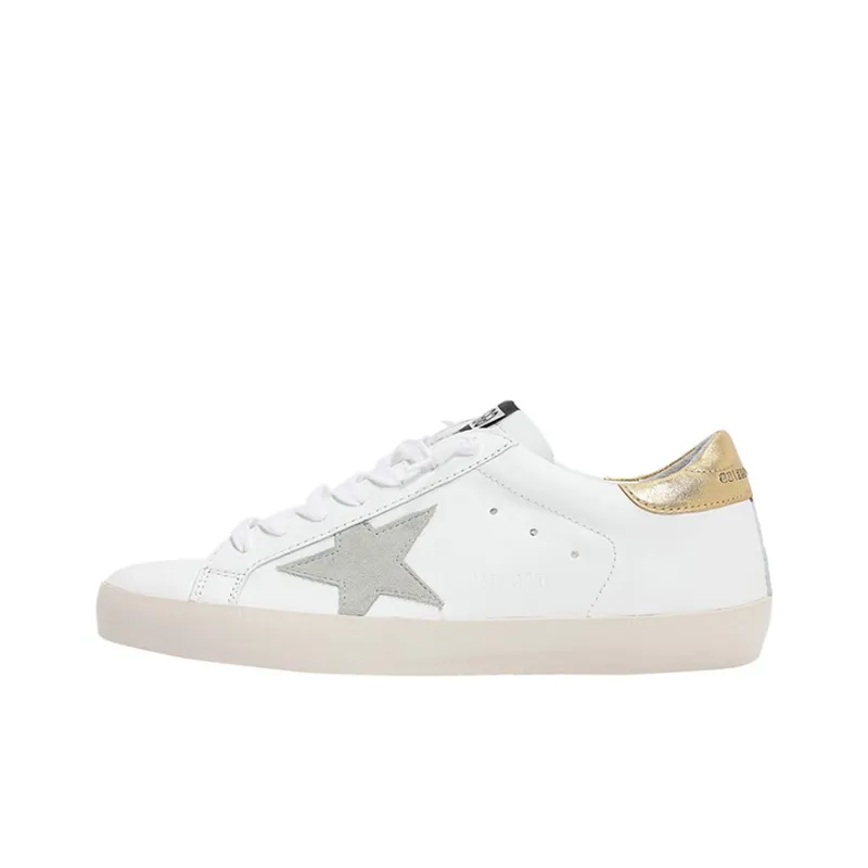 Golden Goose Super Star Stylish Skateboarding Shoes Men's White Gold-0