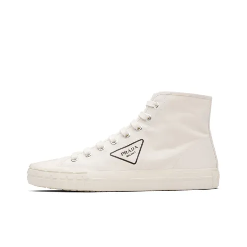 PRADA Canvas Shoes Men High-Top White