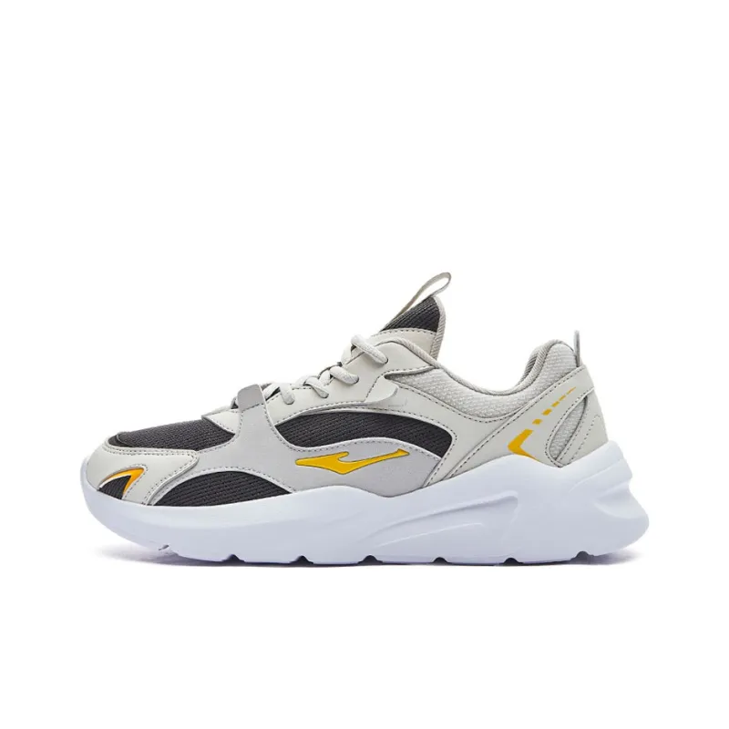 Erke Shock Absorbers With Slip Resistant And Abrasion Resistant Properties Low Top Running Shoes Men's Gray Yellow-0