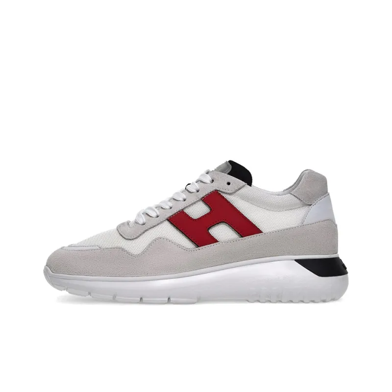 HOGAN Interactive³ Cushioning, Slip Resistant, And Abrasion Resistant Low Top Sports Casual Shoes Men's Gray Red-0