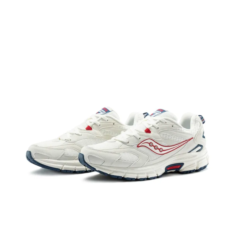 Saucony Cohesion 9 Anti-Slip And Wear-Resistant Breathable Low-Top Casual Running Shoes Men's Beige White Blue-2