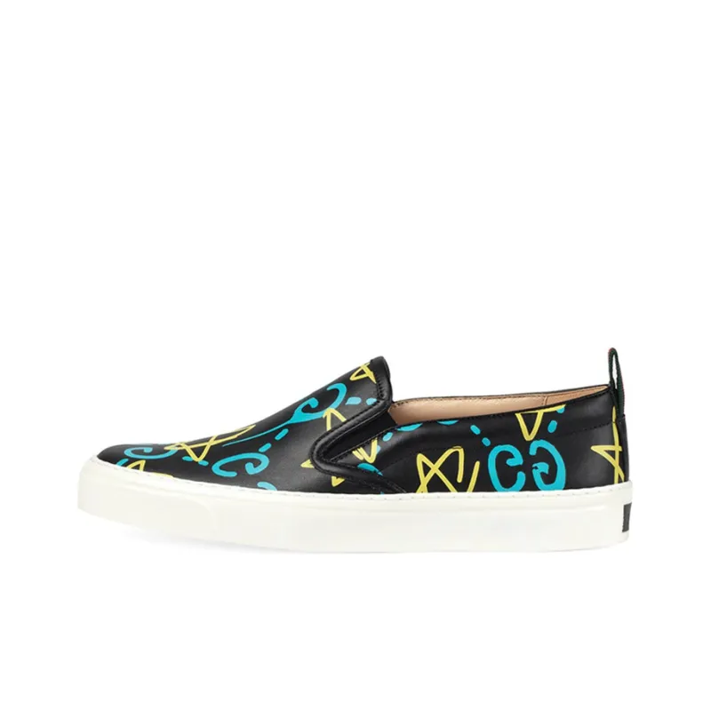 GUCCI Stylish Skateboarding Shoes Women's Black Yellow Blue-0