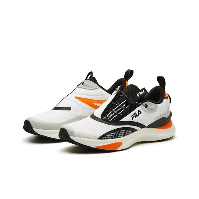 FILA Athletics Anti Slip And Wear Resistant Breathable Low Top Marathon Running Shoes Men's White Black Orange-3