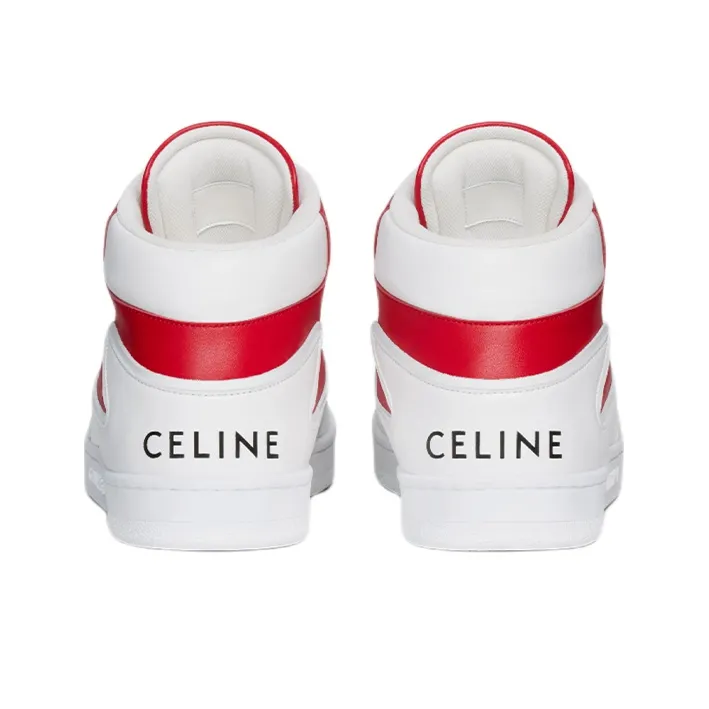 CELINE Skateboard Shoes Women's High-Top White/Red-2